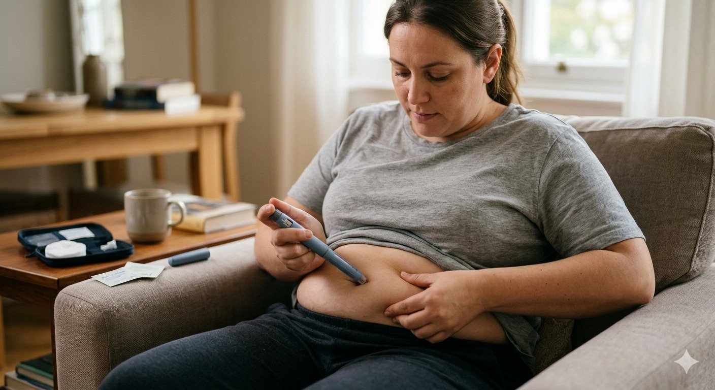 mulher simulando aplicação